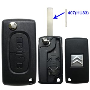 Carcasa Citroen 2 botones N° 129 espada HU83 con alojamiento bateria
