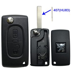 Carcasa Peugeot 2 botones N° 136 espada HU83 con alojamiento bateria