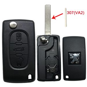 Carcasa Peugeot 3 botones N° 142 espada VA2 con alojamiento bateria