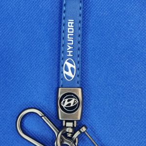 Llavero de tira en cuero Hyundai azul (KC-112C)