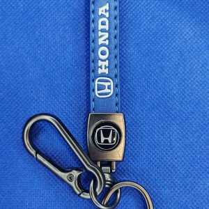 Llavero de tira en cuero Honda azul (KC-111C)