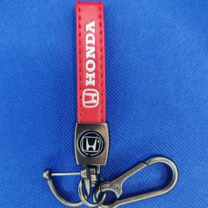 Llavero de tira en cuero Honda rojo (KC-111B)
