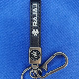 Llavero de tira en cuero Bajaj negro (KC-140)