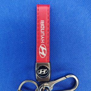 Llavero de tira en cuero Hyundai rojo (KC-112B)