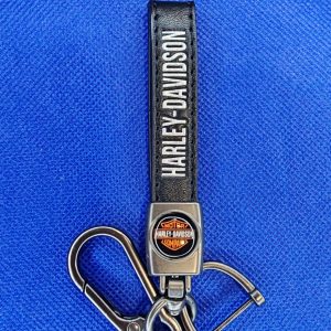 Llavero de tira en cuero Harley Davison negro (KC-150A)