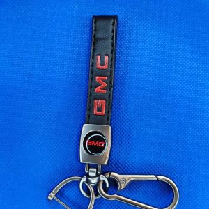 Llavero de tira en cuero GMC negro (KC-107)