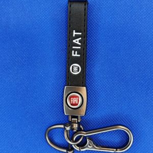Llavero de tira en cuero Fiat negro (KC-110)