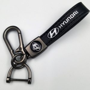 Llavero de tira en cuero Hyundai negro (KC-112)