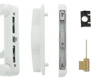 Cerradura y manija de puerta/ventana corrediza blanca